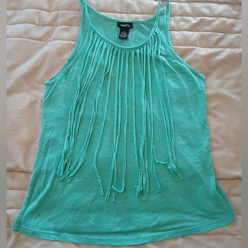 Rue21 Aqua‎ Fringe Tank Top - Picture 3 of 9
